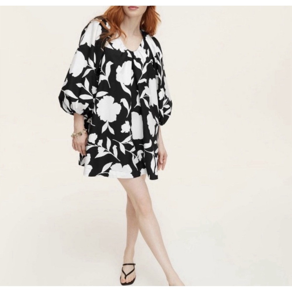 Kate Spade New York Target Women's Black White Dress Balloon Sleeve Poplin L